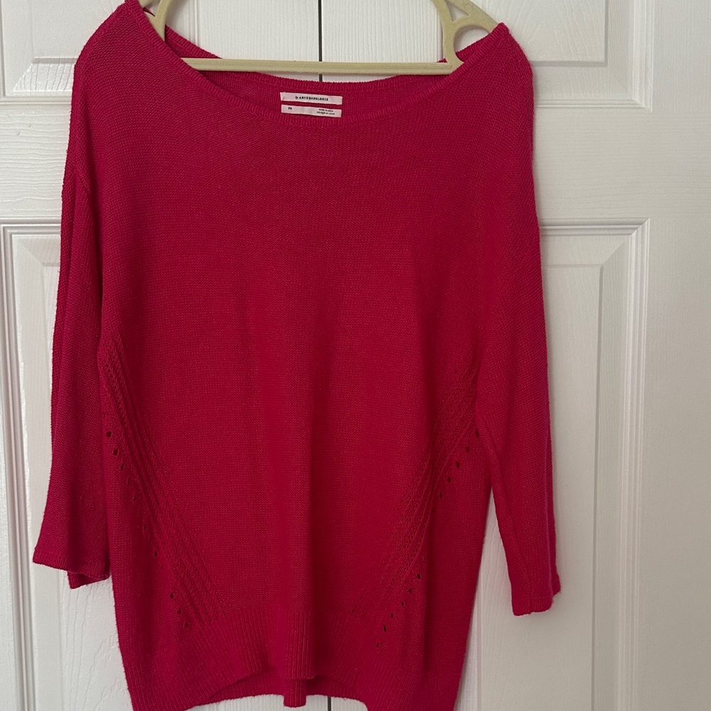 Anthropologie Off-the-Shoulder Red Sweater